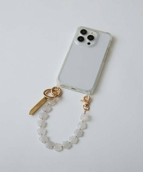 HASHIBAMI（ハシバミ）の「【HASHIBAMI】マルチ花型天然石 ハンドストラップ（スマホグッズ・レディース・シルバー/ゴールド/イエロー/ホワイト・FREE）」の6枚目の写真