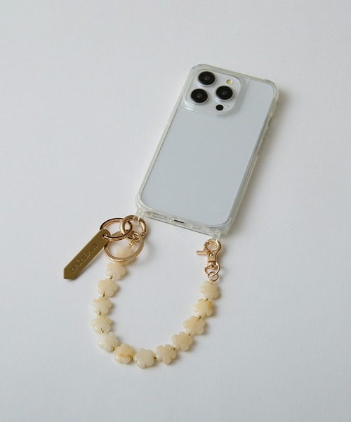 HASHIBAMI（ハシバミ）の「【HASHIBAMI】マルチ花型天然石 ハンドストラップ（スマホグッズ・レディース・シルバー/ゴールド/イエロー/ホワイト・FREE）」の9枚目の写真
