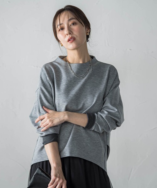 LAUTREAMONT(ロートレアモン)の「ソフトストレッチダンボールカットソー(Tシャツ/カットソー・レディース・ベージュ/イエロー/ネイビー/ライトグレー/キャメル・9号)」の2枚目の写真