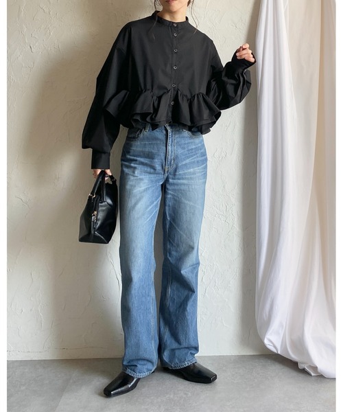 She's Closet(シーズクローゼット)の「ショート丈 長袖ボリュームスリーブ 裾フリルブラウス シャツ(シャツ/ブラウス・レディース・ホワイト/ブラック・FREE)」の17枚目の写真