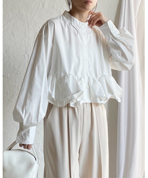 She's Closet(シーズクローゼット)の「ショート丈 長袖ボリュームスリーブ 裾フリルブラウス シャツ(シャツ/ブラウス・レディース・ホワイト/ブラック・FREE)」の18枚目の写真
