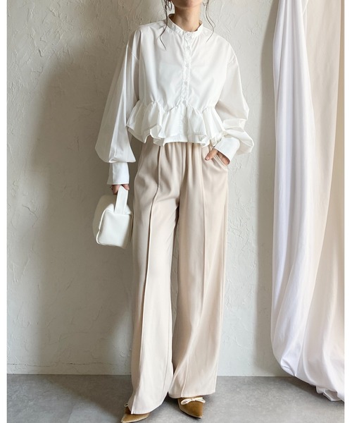 She's Closet(シーズクローゼット)の「ショート丈 長袖ボリュームスリーブ 裾フリルブラウス シャツ(シャツ/ブラウス・レディース・ホワイト/ブラック・FREE)」の20枚目の写真