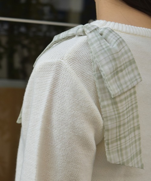 axes femme(アクシーズファム)の「チェックシフォンリボンニット(ニット/セーター・レディース・ピンク/サックスブルー/キナリ・FREE)」の10枚目の写真