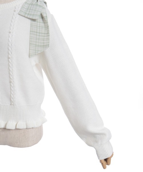 axes femme(アクシーズファム)の「チェックシフォンリボンニット(ニット/セーター・レディース・ピンク/サックスブルー/キナリ・FREE)」の20枚目の写真