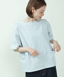 PAR ICI | デラヴェジャージー 半袖ボートネックボーダーカットソー(Tシャツ/カットソー)