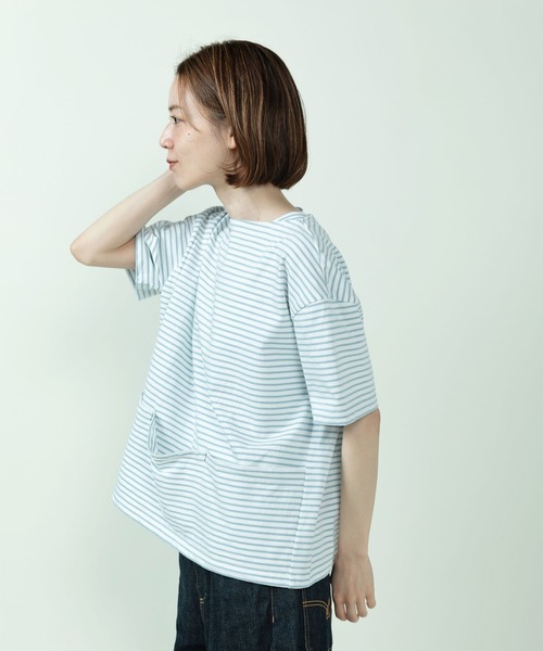 PAR ICI（パーリッシィ）の「デラヴェジャージー 半袖ボートネックボーダーカットソー（Tシャツ/カットソー・レディース・サックスブルー・FREE）」の4枚目の写真