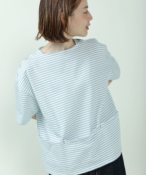 PAR ICI（パーリッシィ）の「デラヴェジャージー 半袖ボートネックボーダーカットソー（Tシャツ/カットソー・レディース・サックスブルー・FREE）」の7枚目の写真