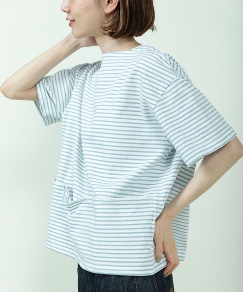 PAR ICI（パーリッシィ）の「デラヴェジャージー 半袖ボートネックボーダーカットソー（Tシャツ/カットソー・レディース・サックスブルー・FREE）」の6枚目の写真