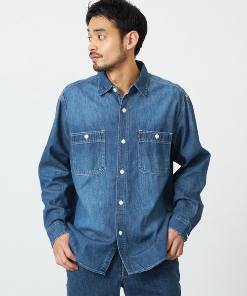 EDWIN（エドウィン）の「EDWIN エドウィン ワークシャツ デニム 長袖（シャツ/ブラウス・メンズ・ブルー系その他2/ブルー/ネイビー/インディゴブルー/ライトインディゴブルー/ブルー系その他・LARGE/X-LARGE/MEDIUM）」の3枚目の写真