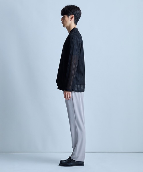 UNION STATION(ユニオンステーション)の「<ストレッチ><マシンウォッシャブル><接触冷感><通気性>シアJQDストライプカーディガン(カーディガン/ボレロ・メンズ・ブラック/ネイビー/ベージュ・L/M)」の6枚目の写真