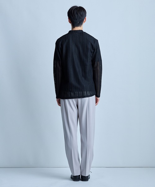 UNION STATION(ユニオンステーション)の「<ストレッチ><マシンウォッシャブル><接触冷感><通気性>シアJQDストライプカーディガン(カーディガン/ボレロ・メンズ・ブラック/ネイビー/ベージュ・L/M)」の7枚目の写真