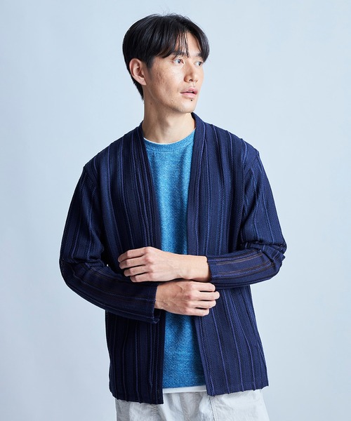 UNION STATION(ユニオンステーション)の「<ストレッチ><マシンウォッシャブル><接触冷感><通気性>シアJQDストライプカーディガン(カーディガン/ボレロ・メンズ・ブラック/ネイビー/ベージュ・L/M)」の10枚目の写真