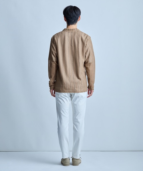 UNION STATION(ユニオンステーション)の「<ストレッチ><マシンウォッシャブル><接触冷感><通気性>シアJQDストライプカーディガン(カーディガン/ボレロ・メンズ・ブラック/ネイビー/ベージュ・L/M)」の9枚目の写真