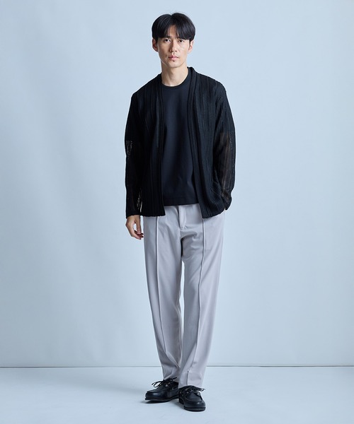 UNION STATION(ユニオンステーション)の「<ストレッチ><マシンウォッシャブル><接触冷感><通気性>シアJQDストライプカーディガン(カーディガン/ボレロ・メンズ・ブラック/ネイビー/ベージュ・L/M)」の8枚目の写真