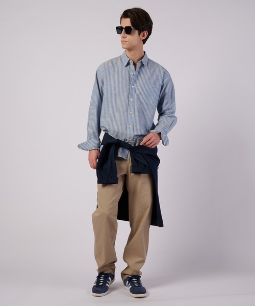 Eddie Bauer(エディーバウアー)の「コットンリネン 長袖 ストライプシャツ(シャツ/ブラウス・メンズ・ブラック/ブルー・XXL/XL/L/M/S)」の6枚目の写真