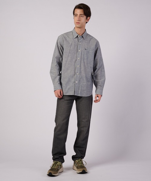 Eddie Bauer(エディーバウアー)の「コットンリネン 長袖 ストライプシャツ(シャツ/ブラウス・メンズ・ブラック/ブルー・XXL/XL/L/M/S)」の4枚目の写真