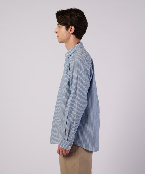 Eddie Bauer(エディーバウアー)の「コットンリネン 長袖 ストライプシャツ(シャツ/ブラウス・メンズ・ブラック/ブルー・XXL/XL/L/M/S)」の9枚目の写真