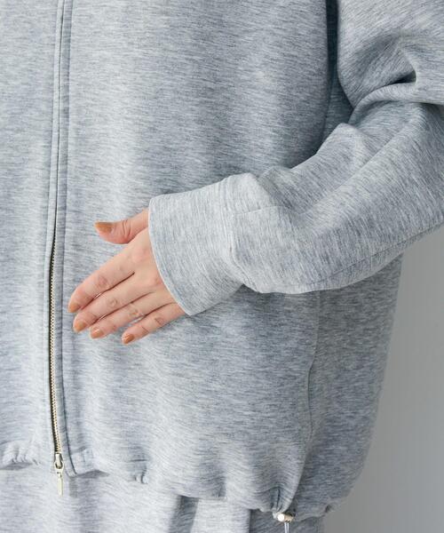 Green Parks(グリーンパークス)の「【OTONAパーカー】ダブルZIP裾ドロストパーカー(パーカー・レディース・ライトベージュ/ブラック/イエロー/杢グレー・FREE)」の13枚目の写真