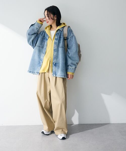 Green Parks(グリーンパークス)の「【OTONAパーカー】ダブルZIP裾ドロストパーカー(パーカー・レディース・ライトベージュ/ブラック/イエロー/杢グレー・FREE)」の15枚目の写真