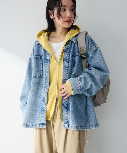 Green Parks(グリーンパークス)の「【OTONAパーカー】ダブルZIP裾ドロストパーカー(パーカー・レディース・ライトベージュ/ブラック/イエロー/杢グレー・FREE)」の16枚目の写真