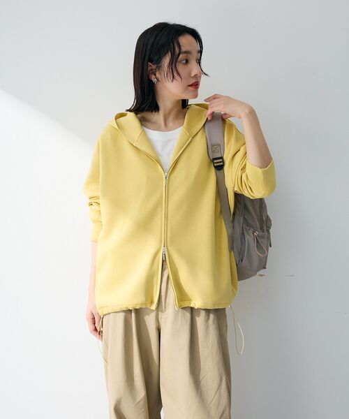 Green Parks(グリーンパークス)の「【OTONAパーカー】ダブルZIP裾ドロストパーカー(パーカー・レディース・ライトベージュ/ブラック/イエロー/杢グレー・FREE)」の17枚目の写真