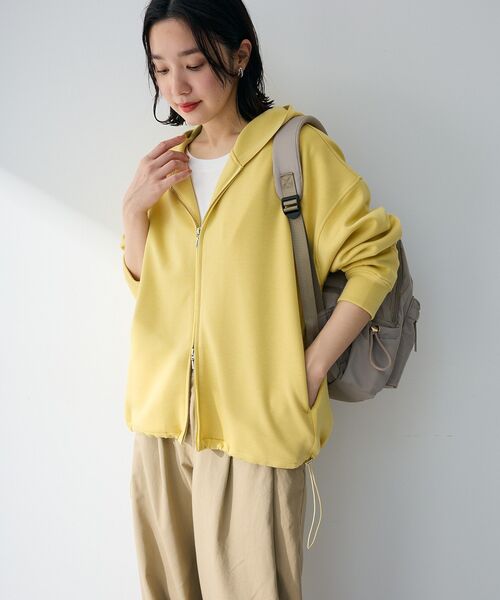 Green Parks(グリーンパークス)の「【OTONAパーカー】ダブルZIP裾ドロストパーカー(パーカー・レディース・ライトベージュ/ブラック/イエロー/杢グレー・FREE)」の18枚目の写真