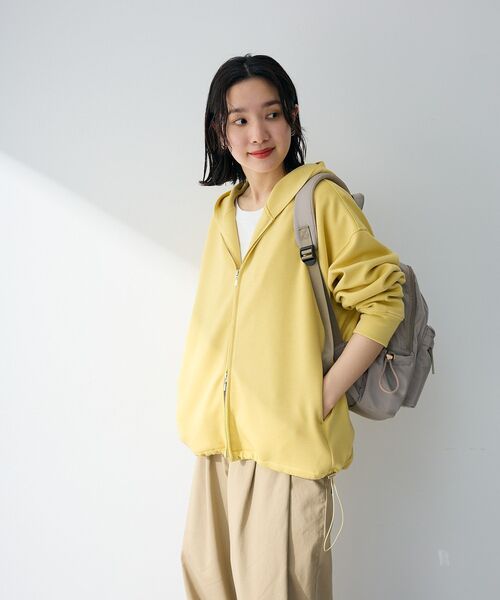 Green　Parks（グリーンパークス）の「ダブルZIP裾ドロストパーカー（パーカー・レディース・ライトベージュ/ブラック/イエロー/杢グレー・FREE）」の22枚目の写真