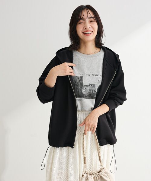 Green　Parks（グリーンパークス）の「ダブルZIP裾ドロストパーカー（パーカー・レディース・ライトベージュ/ブラック/イエロー/杢グレー・FREE）」の19枚目の写真