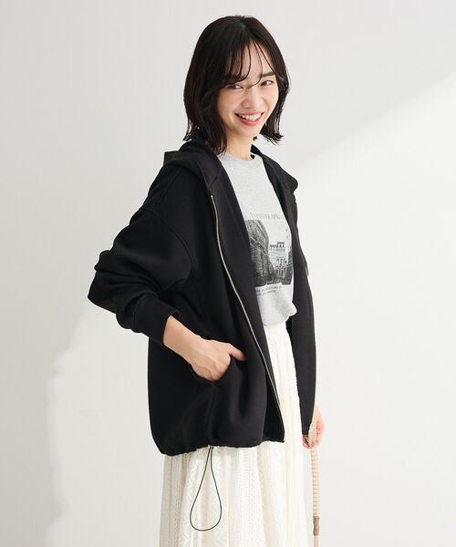 Green　Parks（グリーンパークス）の「ダブルZIP裾ドロストパーカー（パーカー・レディース・ライトベージュ/ブラック/イエロー/杢グレー・FREE）」の18枚目の写真