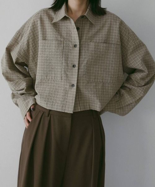 anuke（アンヌーク）の「anuke Check Short Shirts（シャツ/ブラウス・レディース・ベージュ/グレー・FREE）」の6枚目の写真