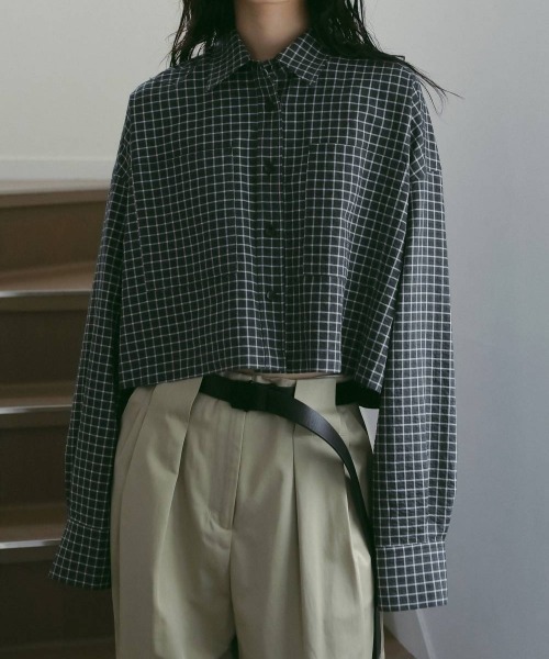 anuke（アンヌーク）の「anuke Check Short Shirts（シャツ/ブラウス・レディース・ベージュ/グレー・FREE）」の9枚目の写真