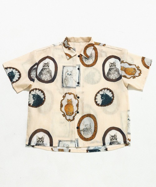 Revo.（レボ）の「Revo. ヴィンテージライク アニマル キャットパターン ボックス セミオープンカラーシャツ（シャツ/ブラウス・メンズ・ナチュラル/サックスブルー/ブラック・2/1）」の3枚目の写真