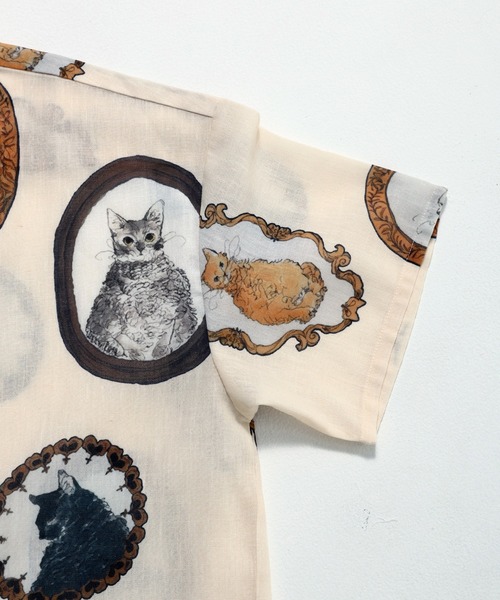 Revo.（レボ）の「Revo. ヴィンテージライク アニマル キャットパターン ボックス セミオープンカラーシャツ（シャツ/ブラウス・メンズ・ナチュラル/サックスブルー/ブラック・2/1）」の16枚目の写真