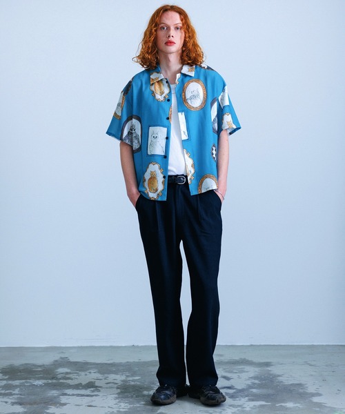 Revo.（レボ）の「Revo. ヴィンテージライク アニマル キャットパターン ボックス セミオープンカラーシャツ（シャツ/ブラウス・メンズ・ナチュラル/サックスブルー/ブラック・2/1）」の14枚目の写真