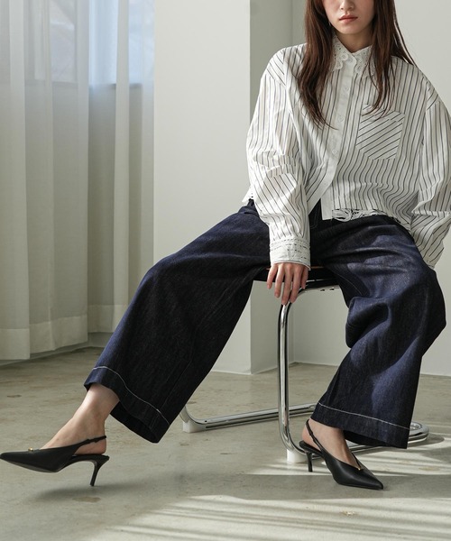 mili an deni(ミリアンデニ)の「ウェストタックデニムパンツ(デニムパンツ・レディース・インディゴブルー・M)」の9枚目の写真