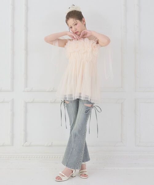 MAJESTIC LEGON（マジェスティックレゴン）の「ショルダーリボンフリルビスチェ（キャミソール・レディース・グレー/アイボリー/ピンク・MEDIUM）」の19枚目の写真