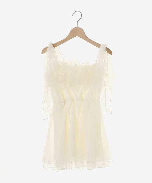 MAJESTIC LEGON（マジェスティックレゴン）の「ショルダーリボンフリルビスチェ（キャミソール・レディース・グレー/アイボリー/ピンク・MEDIUM）」の9枚目の写真