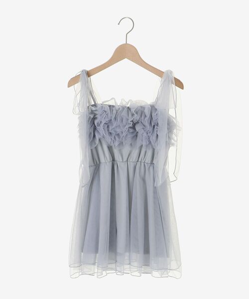 MAJESTIC LEGON（マジェスティックレゴン）の「ショルダーリボンフリルビスチェ（キャミソール・レディース・グレー/アイボリー/ピンク・MEDIUM）」の7枚目の写真