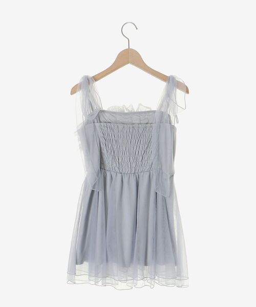 MAJESTIC LEGON（マジェスティックレゴン）の「ショルダーリボンフリルビスチェ（キャミソール・レディース・グレー/アイボリー/ピンク・MEDIUM）」の6枚目の写真