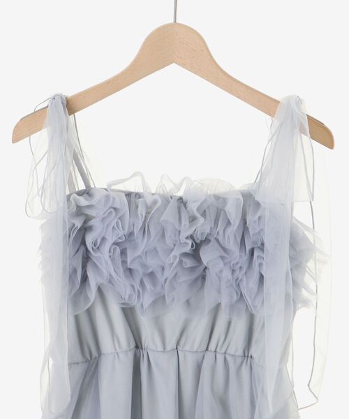 MAJESTIC LEGON（マジェスティックレゴン）の「ショルダーリボンフリルビスチェ（キャミソール・レディース・グレー/アイボリー/ピンク・MEDIUM）」の5枚目の写真