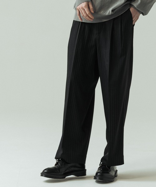 SLICK/スリック】Pinstripe Tech Twill Two Tuck Slacks/ピン