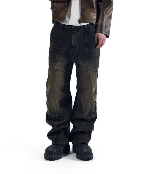 AAKAM(アーカム)の「Knee Panel Biker Denim Pants (Black)(デニムパンツ・レディース・その他・1/2)」の1枚目の写真