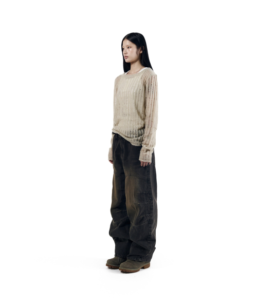 AAKAM(アーカム)の「Knee Panel Biker Denim Pants (Black)(デニムパンツ・レディース・その他・1/2)」の7枚目の写真