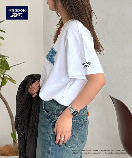 Reebok(リーボック)の「デニムワッペンT(Tシャツ/カットソー・レディース・ネイビー/ホワイト/ブラック・FREE)」の8枚目の写真