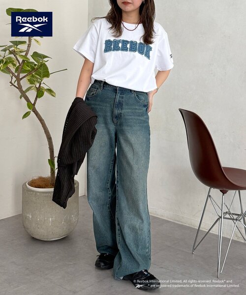 Reebok(リーボック)の「デニムワッペンT(Tシャツ/カットソー・レディース・ネイビー/ホワイト/ブラック・FREE)」の11枚目の写真