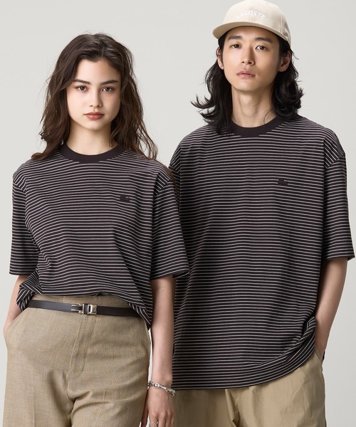 オンライン限定】LACOSTE オーバーサイズ ボーダー リンガーネック