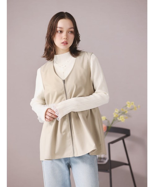 fifth（フィフス）の「【SETUP対応】ペプラムZIPベスト（ベスト・レディース・ベージュ/ネイビー/チャコールグレー・M）」の2枚目の写真