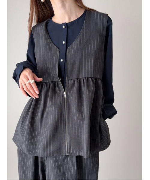 fifth（フィフス）の「【SETUP対応】ペプラムZIPベスト（ベスト・レディース・ベージュ/ネイビー/チャコールグレー・M）」の5枚目の写真