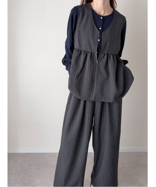 fifth（フィフス）の「【SETUP対応】ペプラムZIPベスト（ベスト・レディース・ベージュ/ネイビー/チャコールグレー・M）」の6枚目の写真