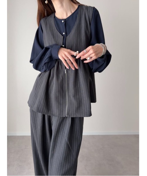 fifth（フィフス）の「【SETUP対応】ペプラムZIPベスト（ベスト・レディース・ベージュ/ネイビー/チャコールグレー・M）」の8枚目の写真